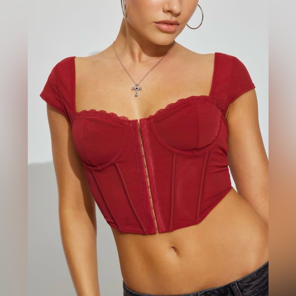 Garage Red Maesie Cap Sleeve Corset